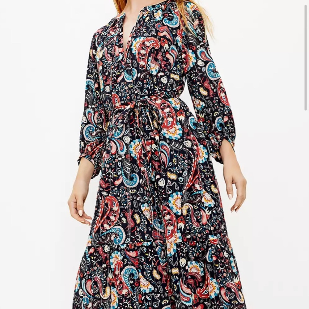 NWT Loft shimmer paisley dress
